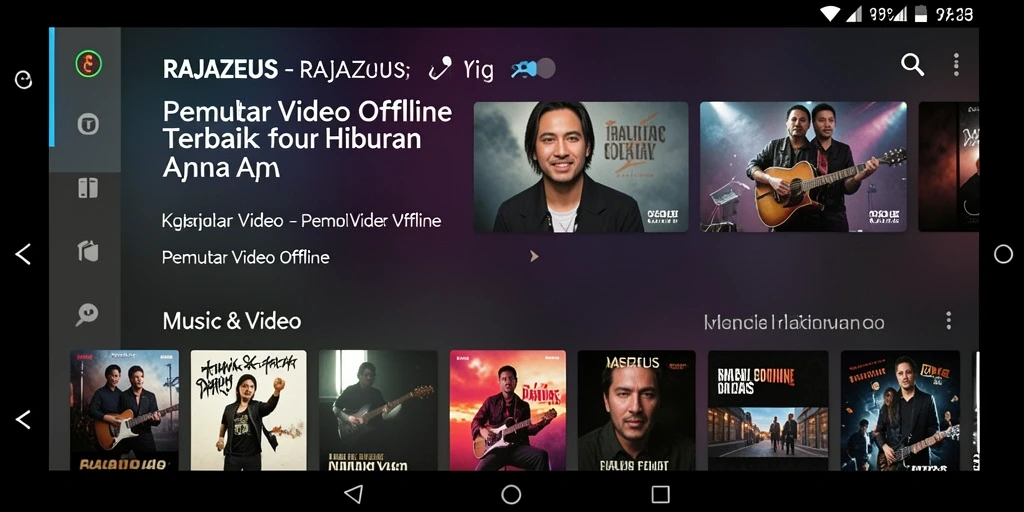Antarmuka utama RAJAZEUS menampilkan fungsionalitas Pemutar Video Offline yang intuitif.