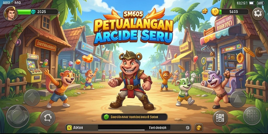 Antarmuka permainan SM605 dengan desain yang menarik dan interaktif.